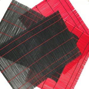 Set of 4 Red Black Wood Rolling Placemats